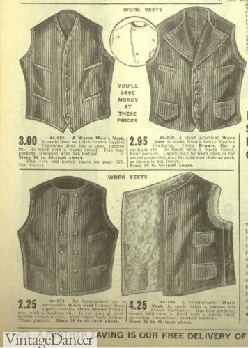 1918 corduroy lined working class vests