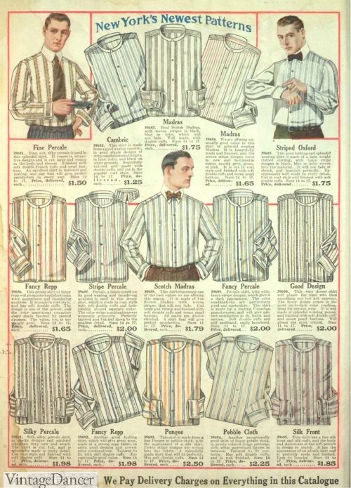 Edwardian mens 1918 Striped dress shirts 