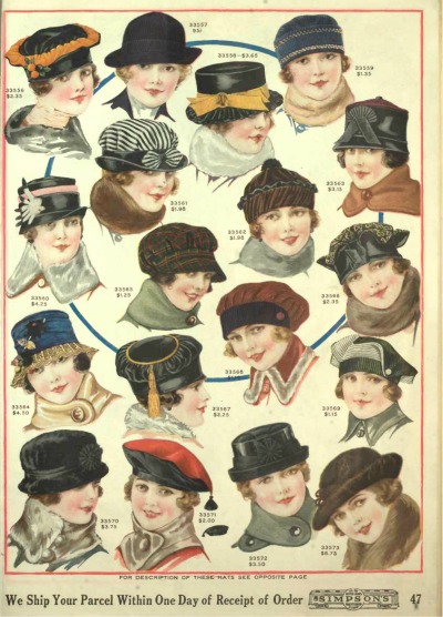 1918 womens hats in winter