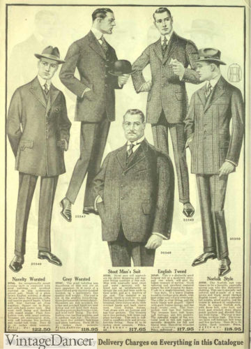 1918 suit for all sizes. Norfolk suit on the right.