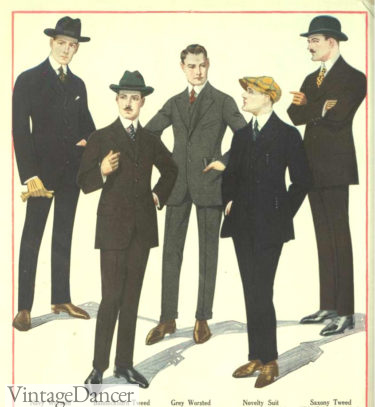 1918 men's slim suits with hats and caps