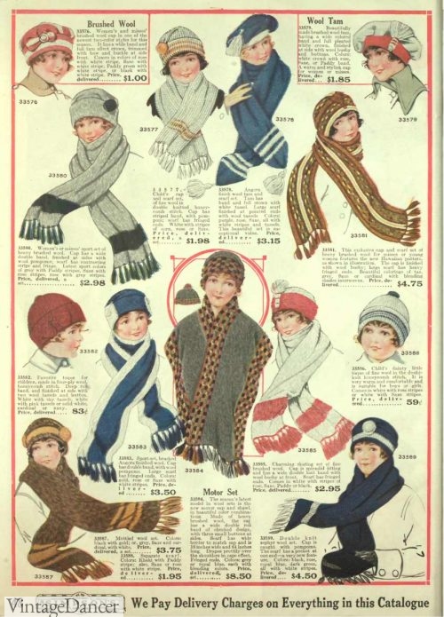 1918 knit scarves and hats