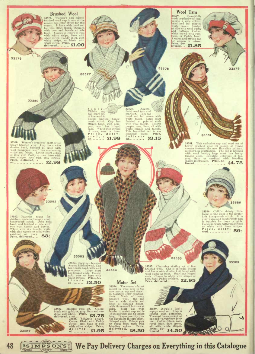 Vintage Knit Scarves, Shawls for Winter History 19101970s