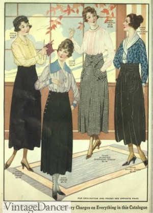 Edwardian blouses and skirts Mr Selfridge 1919
