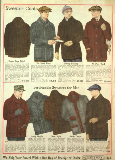 1919 mens winter sweaters. edwardian
