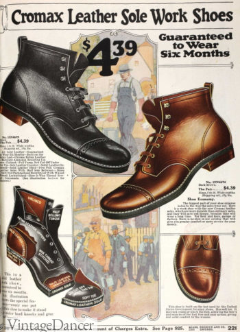 1918 mens work boots, cape toe lace ups