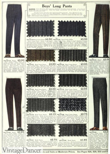 1918 mens suiting Boys and men's pant, fabric swatches