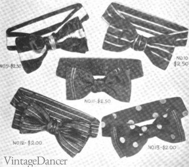 1918 stripe and dots bow ties mens neckwear 1910s