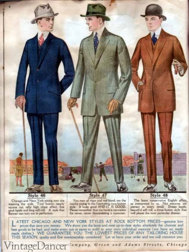 1918 new, colorful suits for young men