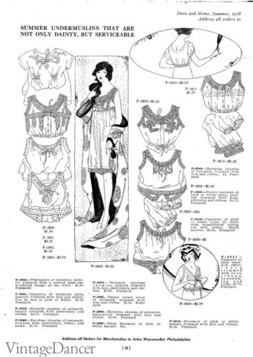 1918 underwear: corset covers, bras, slip