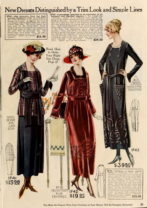 1919 winter fashion dresses costumes