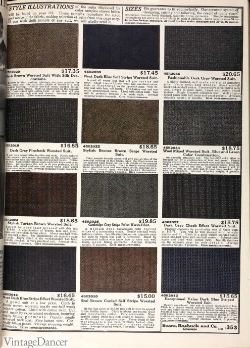 1919 mens fabric swatches sample book Sears
