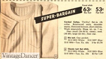 1940s ribbed knit T-shirt