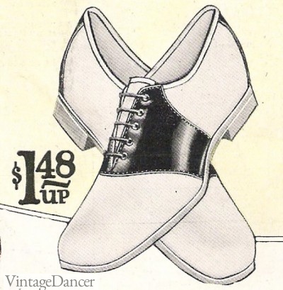 1920 saddle shoes men or women with white soles. Saddle shoes history at vintagedancer