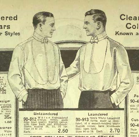 1920s tuxedo shirts bib front flat formal stiff shirts wingtip collar
