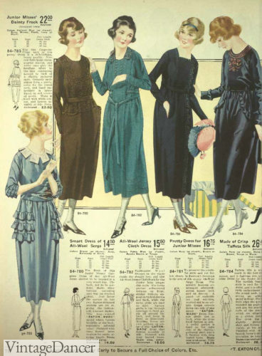 1920s Dresses for juniors or teens featured more tiers of ruffles