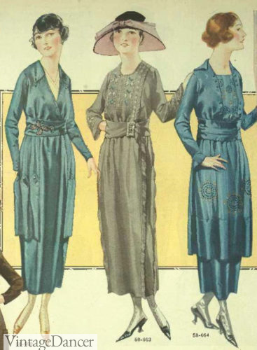 1920 Day dress of silk, satin and taffeta