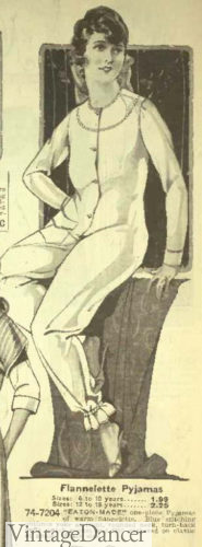 1920 one-piece pajama in white flannel Billie Burke pajamas at VintageDancer