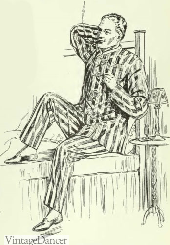 1920 men's striped pajamas pyjamas at VintageDancer