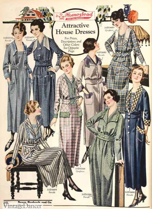 1920 house dresses, long sleeves, long lengths