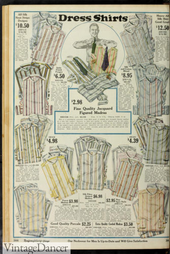 1920 men's striped dress shirts sold without collars