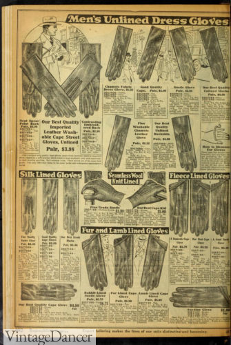 1920 men's gloves leather dress gloves