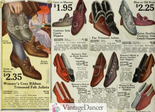 1920 slippers bedroom slippers night shoes at VintageDancer