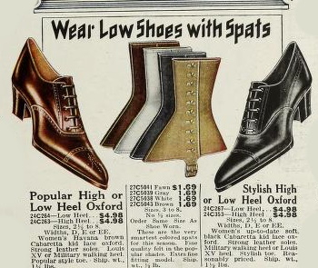 1920 Low shoes were often worn with spats or gaiters to protect stockings