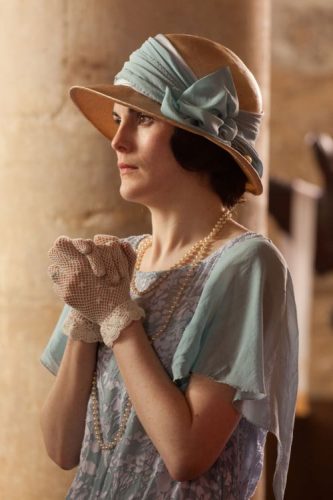 Early 1920s, white mesh gloves were idea for semi formal summer wear (Downton Abbey 2012)