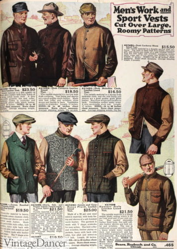 1920 coats and jackets for outdoor sportsmen hunting fishing workwear casual fashion 1920s