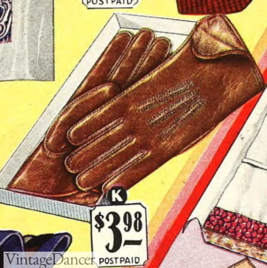 Brown leather day gloves mens 1920s gloves