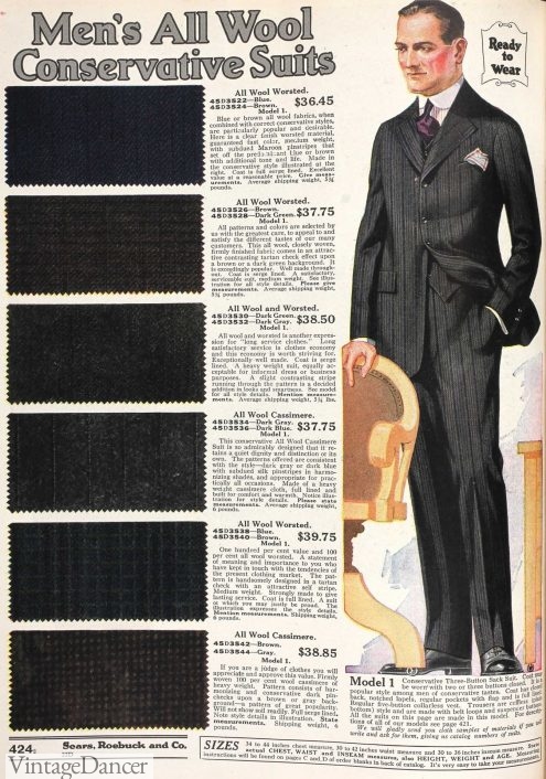 1920 men's conservative suit fabrics