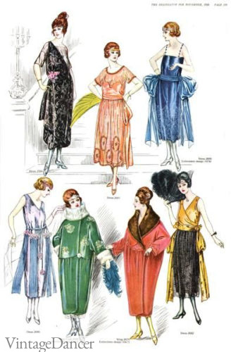 1920 French evening fashions gowns and coats