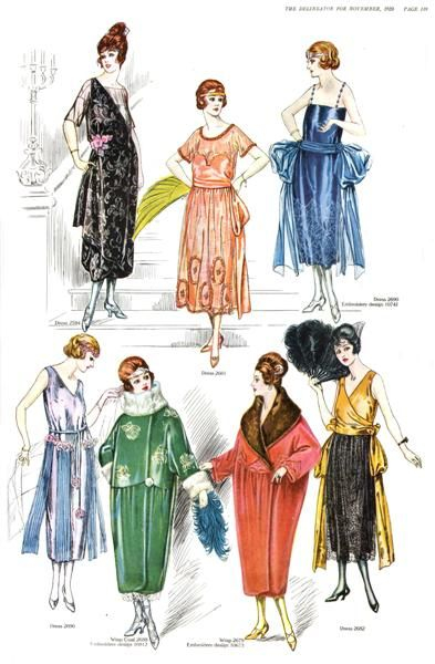 1920 French evening fashions gowns and coats
