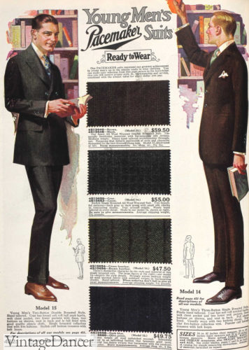 1920s mens fashion 1920 men's suit fabrics at VintageDancer