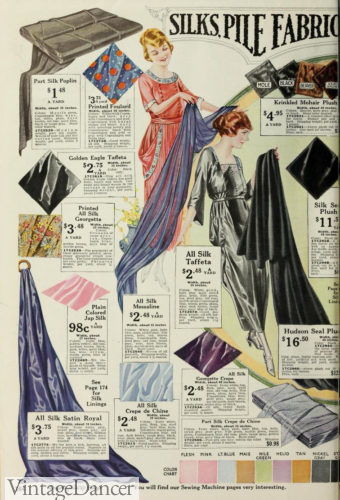 1920 year fabrics silk material dress