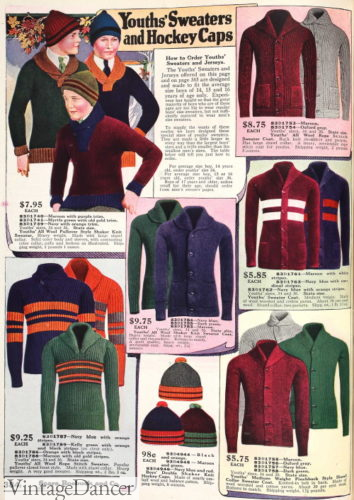 1920s teenage boys sweaters jumpers cardigans
