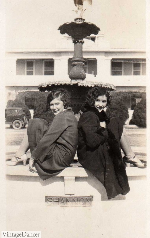 1920s teens in coats at VintageDancer copyright
