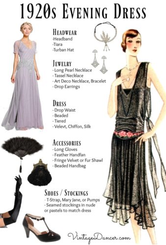 How to 1920s Evening Dress with accessories