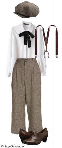 1920s gangster outfit for women, 20s pants costume