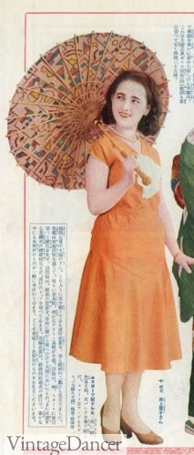 1920s printed parasol in a Japanese fashion ad