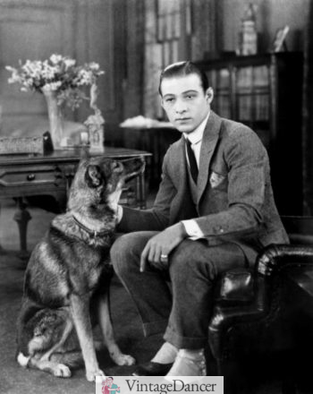 Rudolph Valentino wears white spats over his boots 1920s