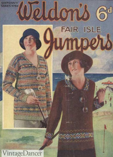 Mid 20s pattern for Fair Isle knit sweaters at VintageDancer