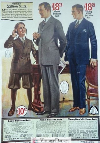 Mid 1920s conservative men and young men suits