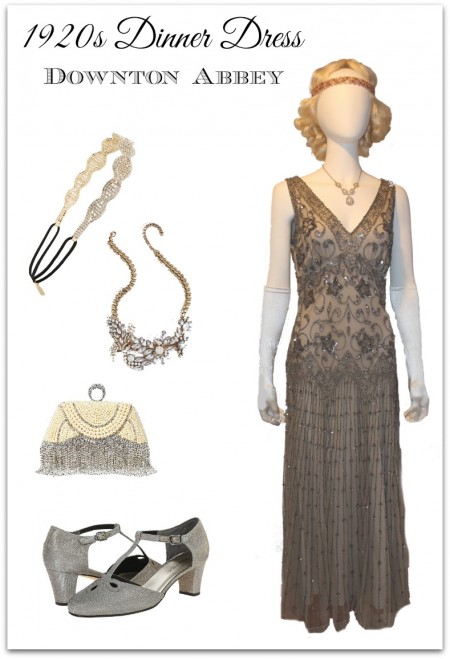 1920s dinner dress evening gown for a Downton Abbey costume. Get the look at Vintagedancer.com