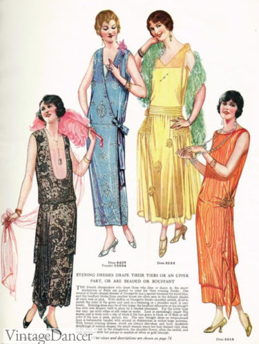 1924 long evening gowns, formal dresses, party dresses at VintageDancer