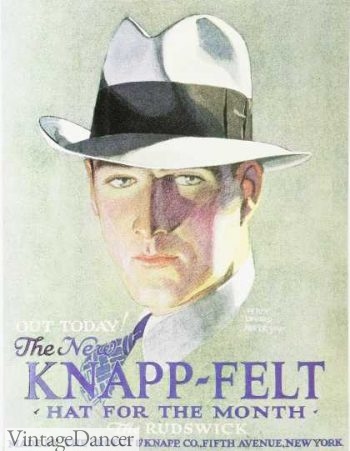 1920s mens Knapp-Felt fedora hat