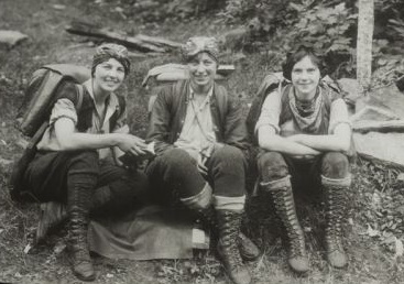 1920s hikers wearing tall lace up hiking boots