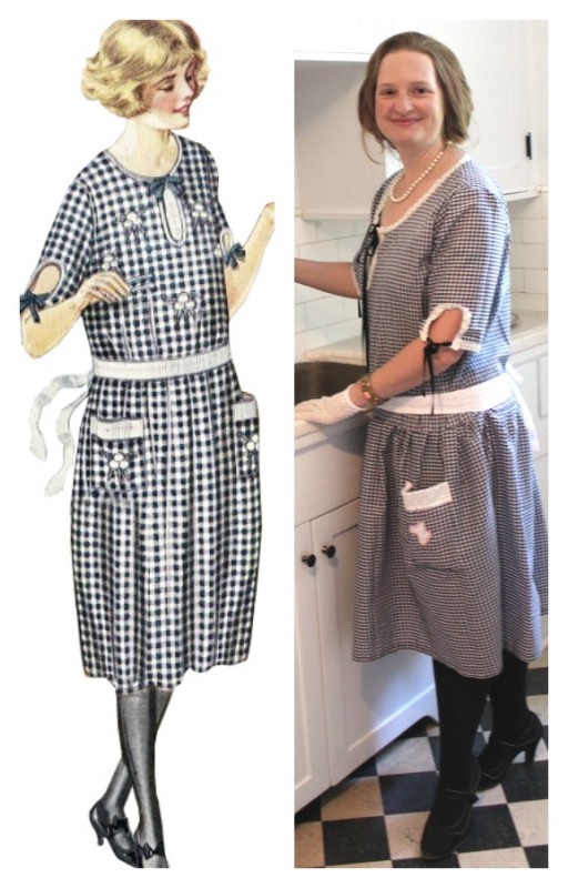 My 1920s house dress side by side with original catalog dress from 1922