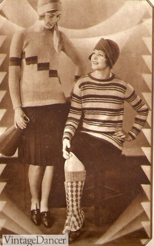 1920s Winter knit two peice dresses with tall spats gaiters